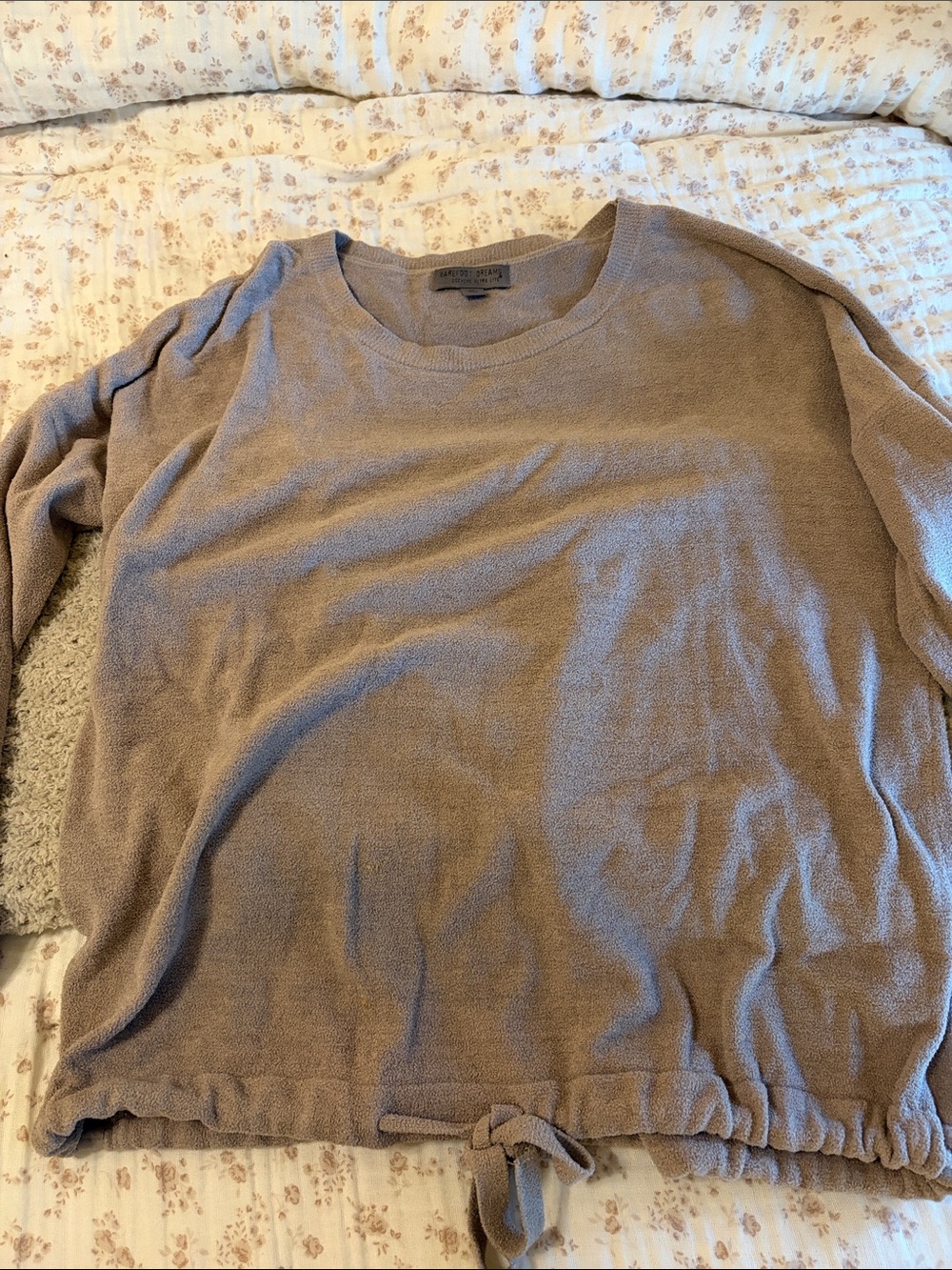 Barefoot Dreams Taupe Sweatshirt and Pants/Cozy Pajama Set - Picture 6 of 17
